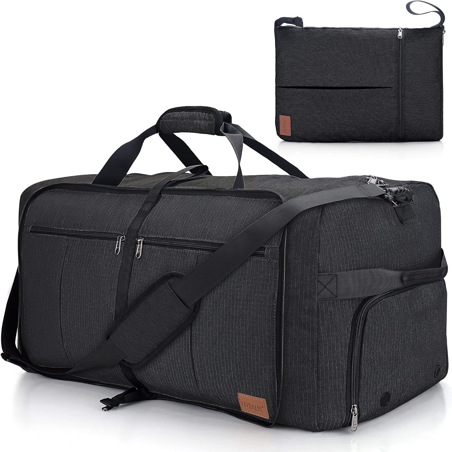 80L Large Duffle Bag for Travel, 26' Travel Duffel with Shoe Compartment, Foldable Collapsible Overnight Gym Weekender Bag for Men Women, Waterproof & Tear Resistant (Black, 80L)