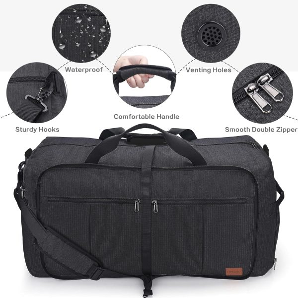 80L Large Duffle Bag for Travel, 26' Travel Duffel with Shoe Compartment, Foldable Collapsible Overnight Gym Weekender Bag for Men Women, Waterproof & Tear Resistant (Black, 80L) - Image 4