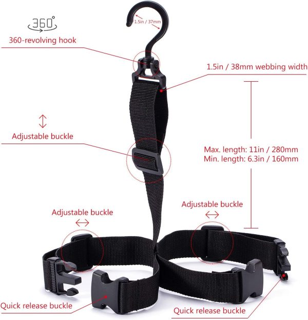 BASSDASH Fishing Wader Boot Hanger Adjustable Strap for Storage Drying - Image 3