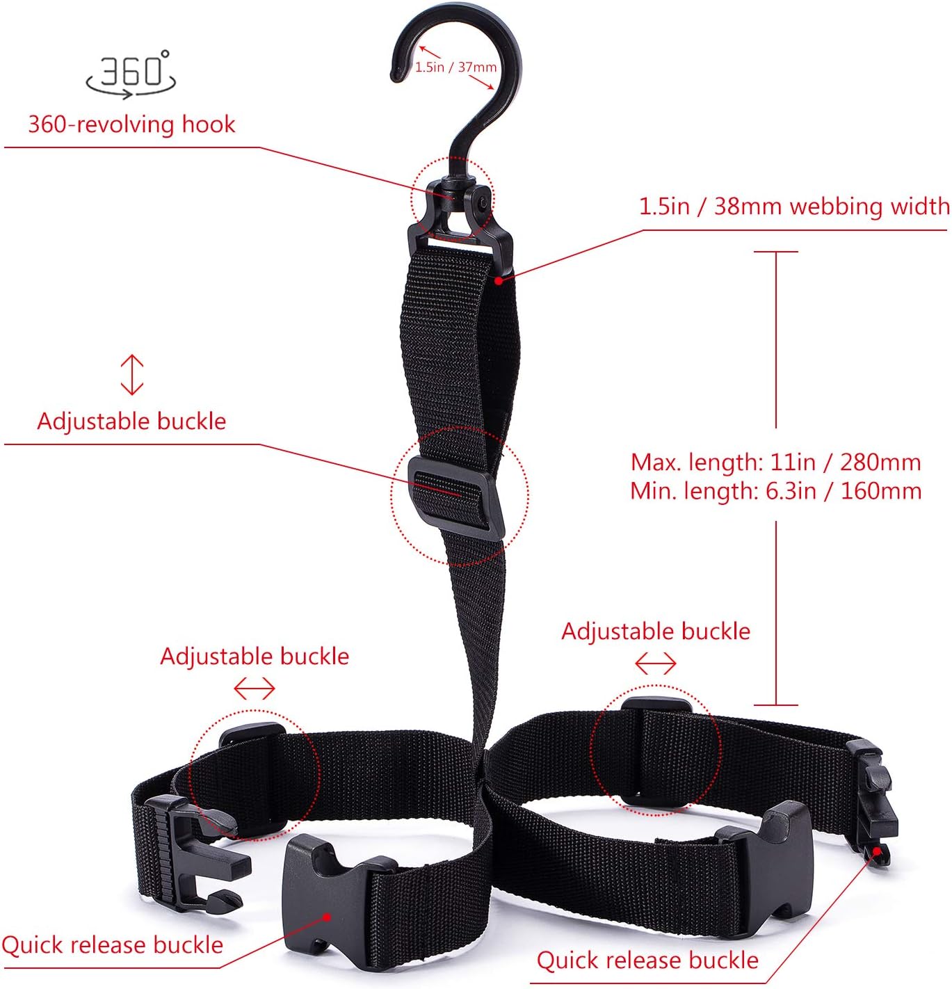 BASSDASH Fishing Wader Boot Hanger Adjustable Strap for Storage Drying - Image 3