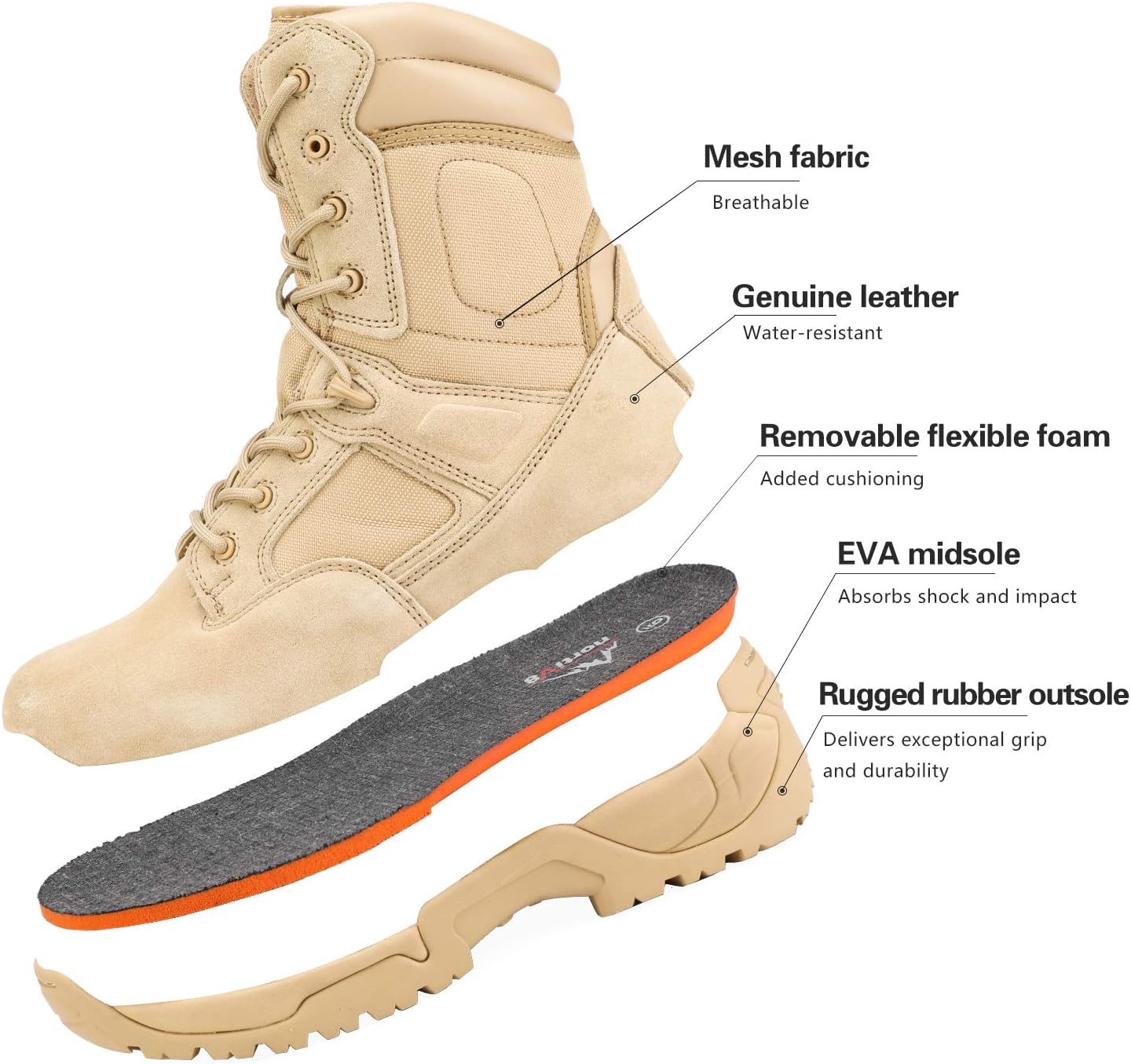 NORTIV 8 Men's Military Tactical Work Boots Hiking Motorcycle Combat Boots Response - Image 5